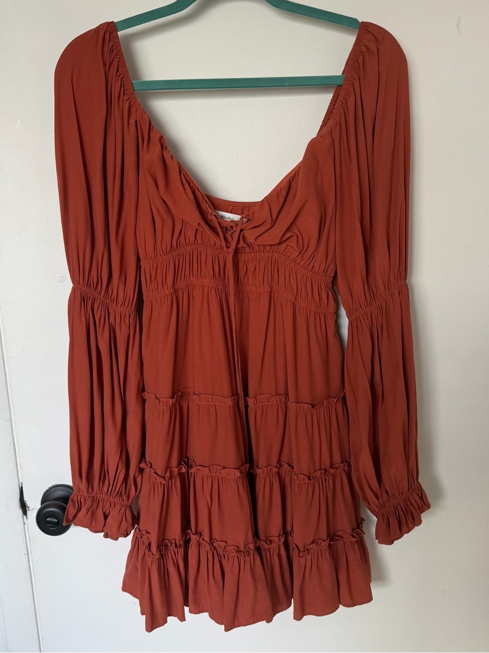 Mustard Seed Tiered Long Sleeve Mini Dress Size Medium